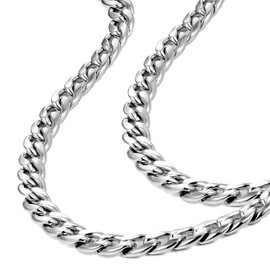 Urban Jewelry Polished Stainless Steel Men's Curb Chain Necklace in Variety of Sizes and Colors (Silver, 18)