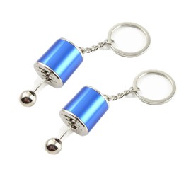 Metal Shift Gear Keychain | 6-Speed Gear Lever Knob Keyring (2-Pack) | Universal Auto Keychain Gift for Cars & Motorcycles (Blue)