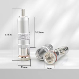 Brollitest 4PCS Silver Plated RCA Male Plug, RCA Plug Welded Adapter with Cable Cross Section Up to 9MMfor DIY HIFI Cable Up to 9mm Audio Connector