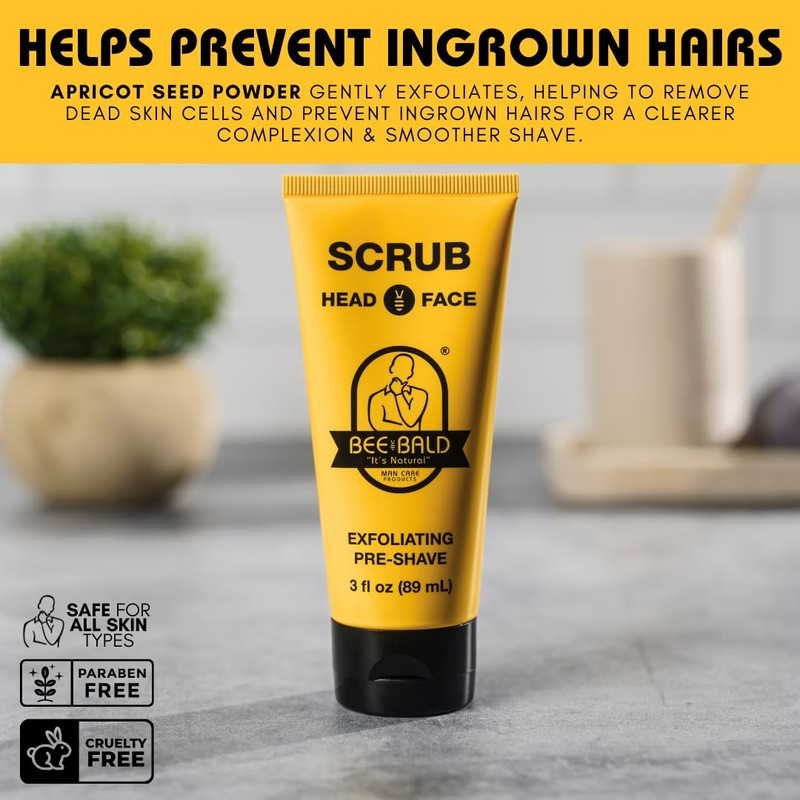 Bee Bald SCRUB Exfoliating Pre-Shave for Deep Cleans & Removing