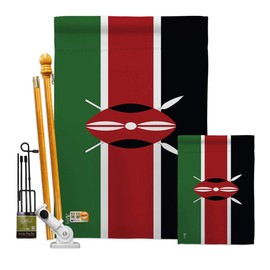 Americana Home & Garden FK140126-BO Kenya World Nationality Decorative Vertical Kit, House & Garden Flags Set w/Flagpole, Multi-Color