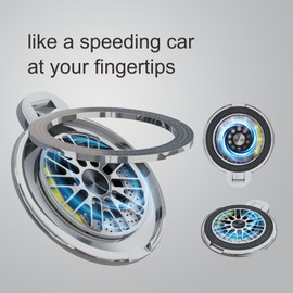 MOUJUCHI Magnetic Phone Ring Holder, Fidget Spinner Stress-Relief Cell Phone Holder,Rotating Spinner Magnetic Phone Mount,Adjustable Cell Phone Grips,Phone Accessories (Silver)