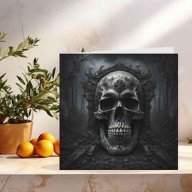 Gothic Skull Birthday Card - Alternative Goth Rock Punk bday card 145 x 145mm