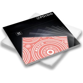 POJSIO 7 Inch LP Record Sleeves Outer Sleeves – Pack of 50 Vinyl LP Sleeves Outer Sleeves (18.5 x 18.5 cm) Transparent Polypropylene Vinyl Protective Cases for Single LP, 7.42 Inch x 7.42 Inch Records
