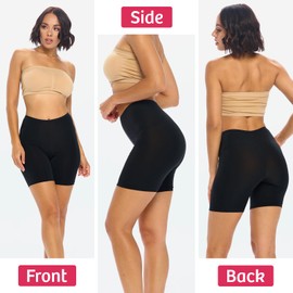 Undersummers Classic Shortlette, Plus Size Slip Shorts for Women Under Dress, Thigh Anti Chafing Shorts Women, Undergarments for Dresses (XL, Black)