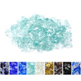 Mr. Fireglass Crushed Fire Glass for Natural or Propane Fire Pit Fireplace & Landscaping,10 lb High Luster Light Sea Blue