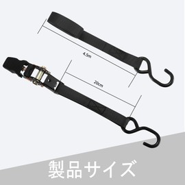 Lashing Belt, Ratchet Load Tightening, Tie Down, 16.4 ft (5 m), Width 1.0 inches (2.6 cm), Set of 2, Breaking Load Approx. 1764.3 lbs (800 kg), Ratcheting Type, Tie-Down, Moving, Transportation