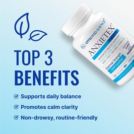 Approved Science Anxietex - Calm and Relaxation - L-Theanine and Magnesium - 60 Capsules - Vegan Friendly - 3 Month Supply