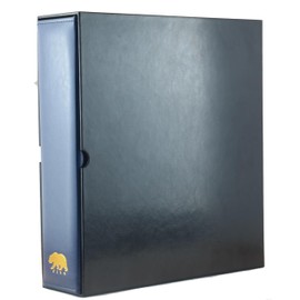 Ursae Minoris Estate Library Deluxe 4 Q-Ring Large Format Binder for Coins, Trading Cards, Stamps, Currency, Bank Notes, Documents, and Other Collectibles - Deep Blue with Black Slipcase