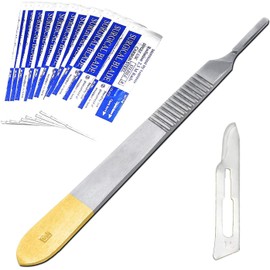 AAProTools Scalpel Blades #15 Includes #3 Metal Gold Handle – Suitable For Dermaplaning, Crafts, Instruments/equipment Pack Of 10