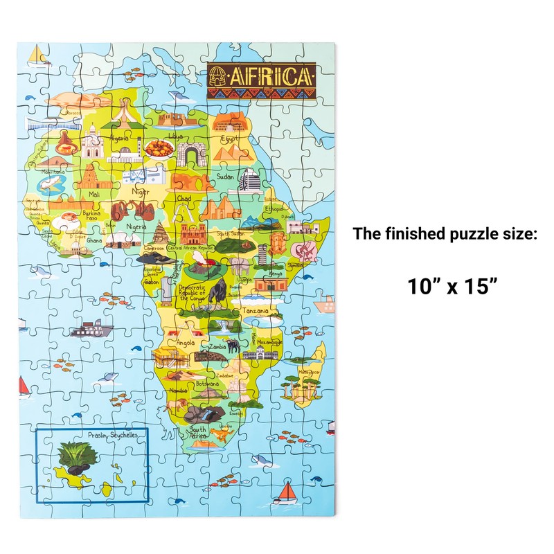 Terra Puzzles Africa Map Wooden Jigsaw Puzzle 152 Piece, 10x15