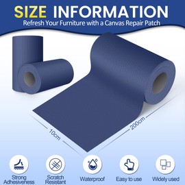 Self-Adhesive Canvas Repair Tape, 4" x 79" Waterproof Canvas Repair Patch, Fabric Patch Repairs Kit for Furniture, Tents, Sunbrellas, Boat Covers Awnings, Couches, Clothes, Bags Dark Blue