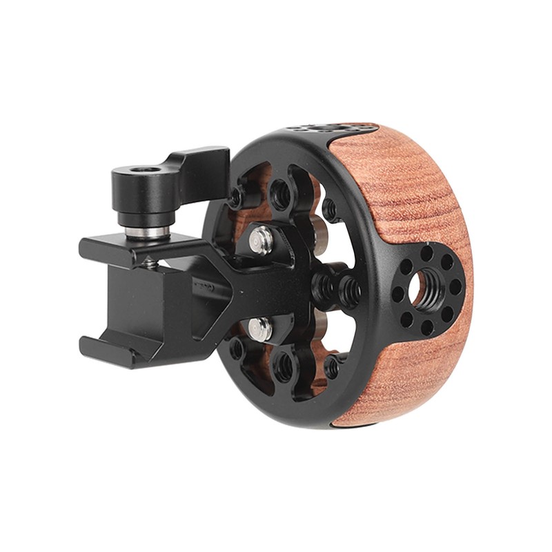 Round Side Camera Handle Handgrip Wooden Quick Release NATO Rail