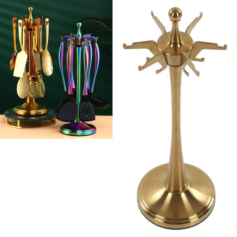 Kitchen Utensil Stand Stainless Steel Space Saving Rotatable Rustproof Kitchenware