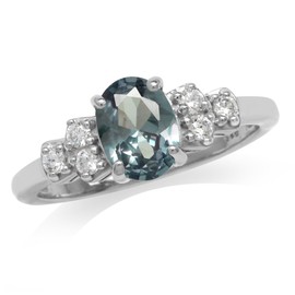 Silvershake Simulated Color Change Alexandrite White Gold Plated 925 Sterling Silver Engagement Ring Size 9