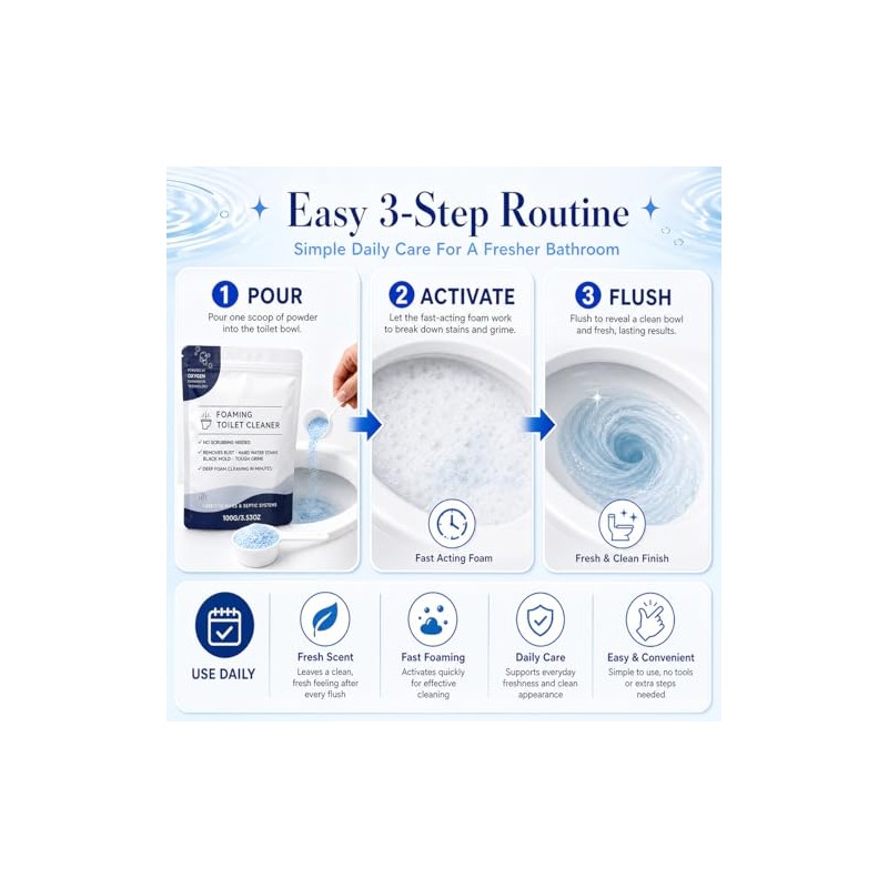 2 Pack Foaming Toilet Bowl Cleaner - Fast-Dissolving Fresh Scent