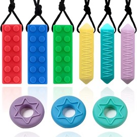 Collar Mordedor Sensorial 9 Piezas para Niños y Bebés, Set Completo de Collares Masticables de Silicona sin BPA, Mordedera Sensorial para Autismo, TDA