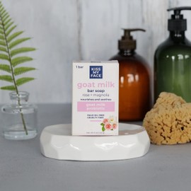 Kiss My Face Kiss My Face Goat Milk Bar Soap - Rose + Magnolia - Probiotic Goat Milk Soap Bar - Cruelty Free and Palm Oil Free (Rose + Magnolia, Pack of 1)