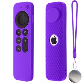 Hi Color Silicone Remote Case for Apple TV 4K 2nd Gen 2021 Siri Remote Anti-Slip Durable Silicone Cover Magnetic Protective Sleeve Shockproof Remote Case (Purple)