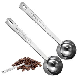2 Pieces 1 Tablespoon Scoops with Long Handle, 15 ml (1 Tablespoon) Capacity - Durable, Rust-Proof Coffee and Kitchen Scoops for Measuring Coffee, Milk, Tea, Flour, and More