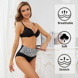 MEIDAYAI Womens Underwear Cotton Tummy Control High Waisted Underwear Soft Breathable Full Coverage Panties Multipack Black
