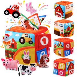 LEADSTAR Baby Toys 6 to12 Months,Montessori Sensory Learning Tissue Box Toy with Soft Crinkle & Farm Animals,Infant Educational Interactive Toys for 1 Year Old Baby Boys Girls Gifts