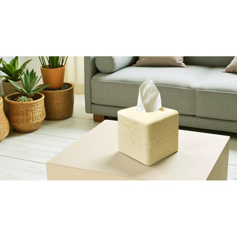 Huitony Marble Tissue Box Cover Square Decorative Stone Klenex Box