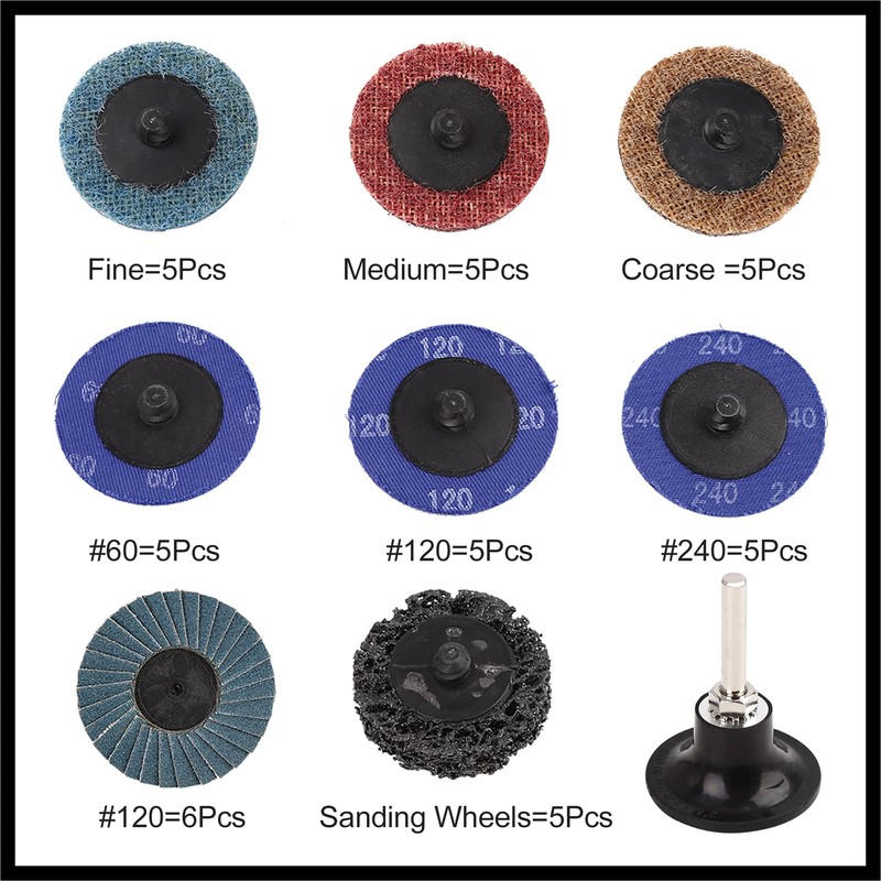 Hihaha 42 Pcs Sanding Discs Nylon Roll Lock Surface Coarse