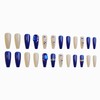 MERVF Coffin Press on Nails Long Fake Nails Royal Blue