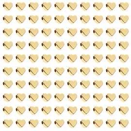 PPhtony Heart Spacer Beads Small Hole Heart Loose Beads for Bracelet Necklace Earring Jewlery Making Valentine’s Day Wedding Christmas Mother’s Day DIY Craft Gift Tags Party Favor, 100PCS (KC Gold)