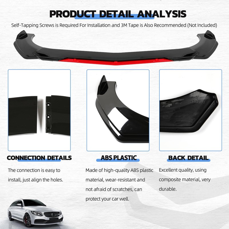 goodfitment Universal Front Lip for Car,Glossy Black Front Bumper Lip,