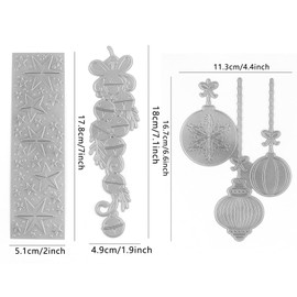 Briartw Christmas Baubles Bell Stars Decoration Metal Embossing Die Hot Foil Plate Dies 3 Pcs Set DIY Scrapbooking Embossing Stencil Album Paper Craft Cardmaking Art Template