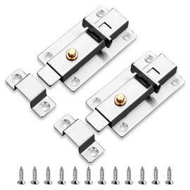 2 Pcs Door Bolt, Stainless Steel Slide Lock, Slide Lock Latch, Spring Lock Latch, Automatic Spring Slide Door Locks, for Securing All Types of Internal Doors for Bedrooms, Bathrooms, Toilet, ETS