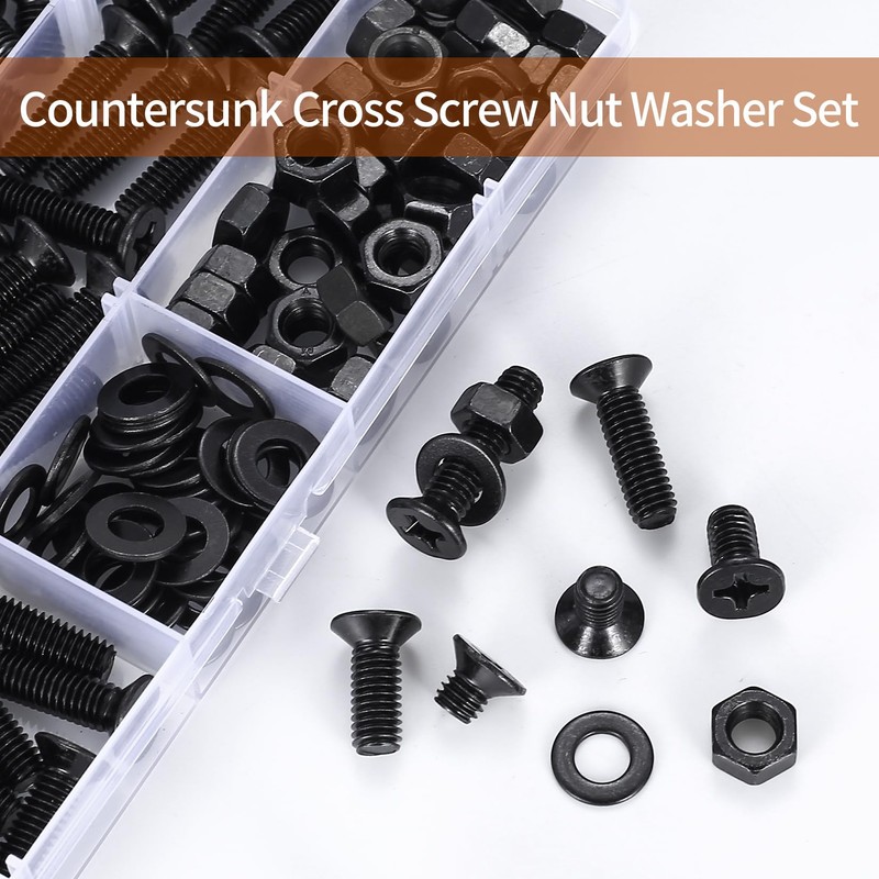 M3 M4 M5 M6 Screws Set, Countersunk Screws Nuts Set,