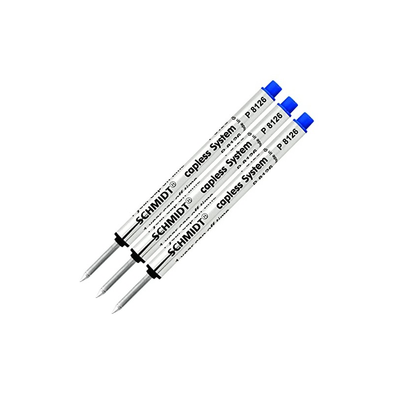 3 Pack - Schmidt P8126 Short Capless Rollerball - Blue