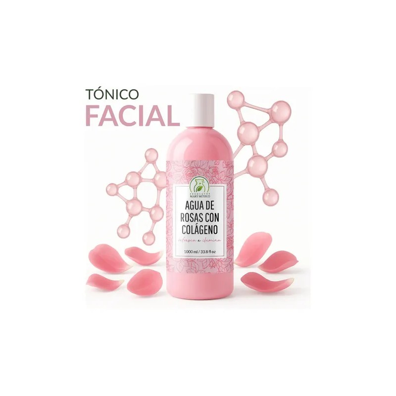 Tónico Agua de Rosas Productos Mart Mexico 1L Colágeno Hidratante