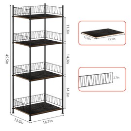 4 Tier Water Bottle Organizer Shelf Bottled Water Storage Rack for Floor Metal Wire Rack Shelving Standing Shelf Units for Pantry Kitchen Bathroom House, Black
