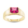 AFFY Baguette Shape Simulated Ruby Solitaire Band Ring 14k Yellow