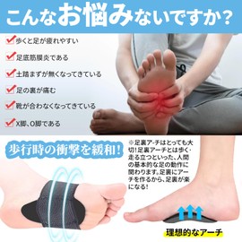 土踏まず サポーター 足用アーチサポーター 足裏サポーター フットサポーター 衝撃吸収 快適 伸縮性 足裏保護パッド アーチサポーター 男女兼用 (左右セット×1組)