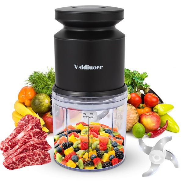 Vsidiuoer Mini Food Processor 600ML, Meat Grinder 400W, Small Food