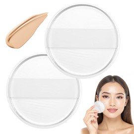 2Pcs Silicone Makeup Sponge, Clear Round Powder Puff Washable Makeup Applicator for Women Girls Non-Absorbent Cosmetic Beauty Blender for Foundation, Concealer, Cream, Blush, Highlighter
