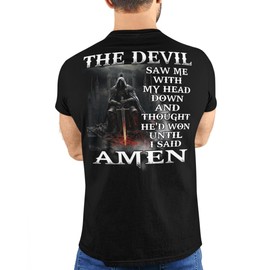ATMTEE The Devil Saw Me with My Head Down T-Shirt, Christian T-Shirts, Christian Men T Shirts, Black T-Shirt for Christian (as1, Alpha, xx_l, Regular, Regular, Black)