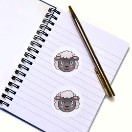 24 x 40mm Round 'Happy Sheep Face' Stickers (SK00058359)