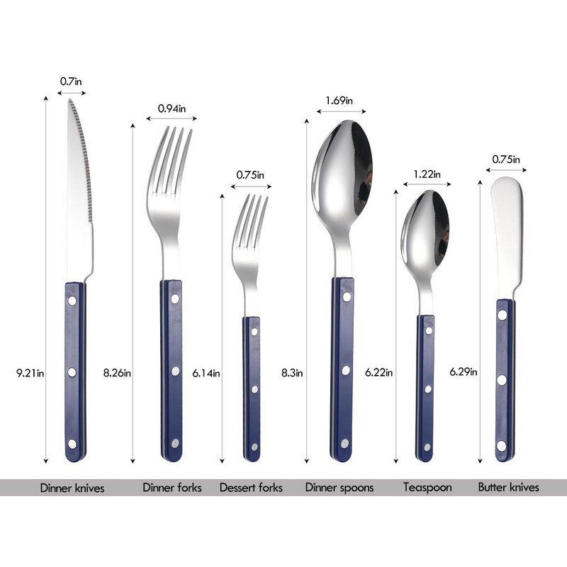 Rivet ABS Faux Wood Handle Silverware Set - 6-Piece Stainless