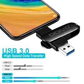 DIDIVO USB C Memory Stick 128GB USB C Flash Drive 2 in 1 USB 3.0 Type C Memory Stick 128GB Portable OTG Thumb Drive Pen Drive External Storage for USB-C Smartphones,Tablets & New MacBook Laptop, PC