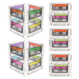 Gifts 5pcs Cassette Tape Bucket 80s Party Favor Boxes Plastic Candy Storage Cube Retro Hip Hop Centerpiece Music Party Table Decor for Treats Goodie Bag Gifts Retro Decor