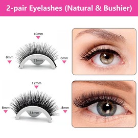 Reusable Self Adhesive Eyelashes, No Glue or Eyeliner Needed, Easy to Put On, Non-slip Waterproof False Eyelashes Natural Look Gift for Women(2-Pairs)