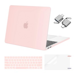 MOSISO Compatible with MacBook Pro 13 inch Case M2 2025, 2024, 2023-2016 A2338 M1 A2251 A2289 A2159 A1989 A1708 A1706, Plastic Hard Case&Keyboard Cover&Screen Protector&Type C Adapter, Chalk Pink