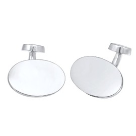 Kuzzoi Cufflinks for men, cufflinks shiny oval in design, made of 925 sterling silver, classic jewellery for the shirt, stylish men's gift for wedding and birthday, Silver, Agate