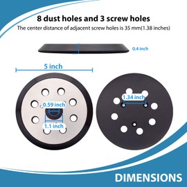 2 Pack 5 Inch Metal Replacement Sander Pads, 5'' 8 Holes Sanding Pad Compatible with Makita 743081-8 743051-7, BO5010 BO5030K BO5031K BO5041K, D26450, D26451K, D26453K Random Orbital Sanders
